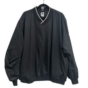 adidas Climashell Windbreaker Jacket Mens XL Black V Neck Elastic Hem Pullover